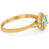 Art Deco Round Natural Stone Flower Ring