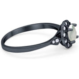 Art Deco Round Natural Stone Flower Ring