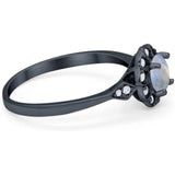 Art Deco Round Natural Stone Flower Ring