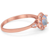 Art Deco Round Natural Stone Flower Ring