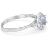 Art Deco Round Natural Stone Flower Ring