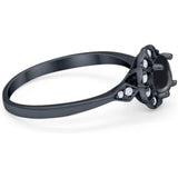 Art Deco Round Natural Stone Flower Ring