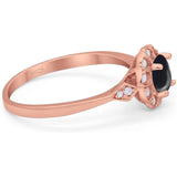 Art Deco Round Natural Stone Flower Ring