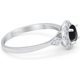 Art Deco Round Natural Stone Flower Ring