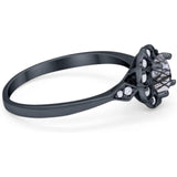 Art Deco Round Natural Stone Flower Ring