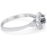 Art Deco Round Natural Stone Flower Ring