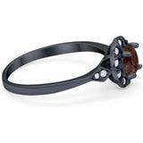 Art Deco Round Natural Stone Flower Ring