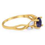 Art Deco Round Natural Stone Twisted Ring