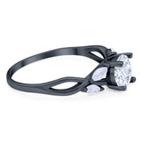 Art Deco Round Natural Stone Twisted Ring