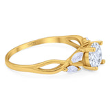 Art Deco Round Natural Stone Twisted Ring