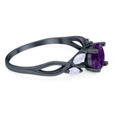 Art Deco Round Natural Stone Twisted Ring