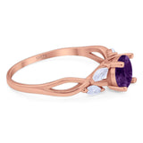 Art Deco Round Natural Stone Twisted Ring