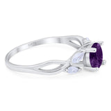 Art Deco Round Natural Stone Twisted Ring