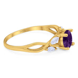 Art Deco Round Natural Stone Twisted Ring