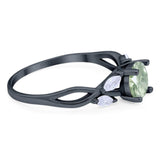 Art Deco Round Natural Stone Twisted Ring