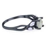 Art Deco Round Natural Stone Twisted Ring