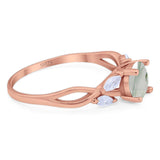 Art Deco Round Natural Stone Twisted Ring