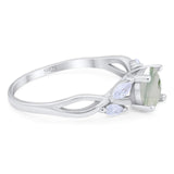 Art Deco Round Natural Stone Twisted Ring