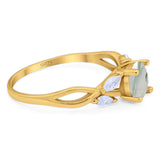 Art Deco Round Natural Stone Twisted Ring