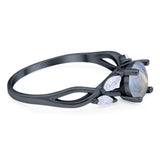 Art Deco Round Natural Stone Twisted Ring