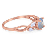 Art Deco Round Natural Stone Twisted Ring