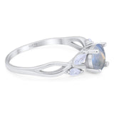 Art Deco Round Natural Stone Twisted Ring