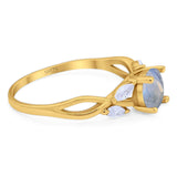 Art Deco Round Natural Stone Twisted Ring