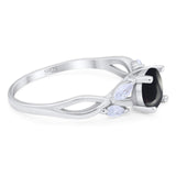 Art Deco Round Natural Stone Twisted Ring