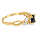 Art Deco Round Natural Stone Twisted Ring