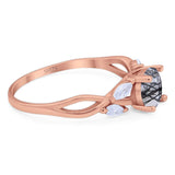 Art Deco Round Natural Stone Twisted Ring