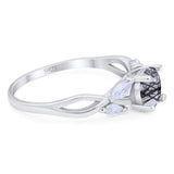 Art Deco Round Natural Stone Twisted Ring