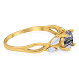 Art Deco Round Natural Stone Twisted Ring