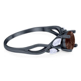 Art Deco Round Natural Stone Twisted Ring