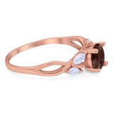 Art Deco Round Natural Stone Twisted Ring