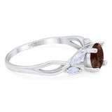 Art Deco Round Natural Stone Twisted Ring