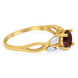 Art Deco Round Natural Stone Twisted Ring