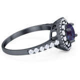 Art Deco Round Natural Stone Floral Ring