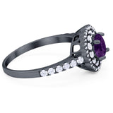 Art Deco Round Natural Stone Floral Ring