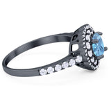 Art Deco Round Natural Stone Floral Ring