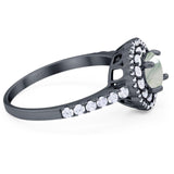 Art Deco Round Natural Stone Floral Ring