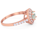 Art Deco Round Natural Stone Floral Ring