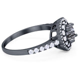 Art Deco Round Natural Stone Floral Ring