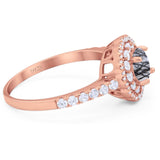 Art Deco Round Natural Stone Floral Ring