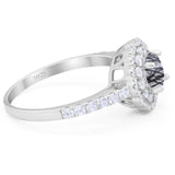 Art Deco Round Natural Stone Floral Ring