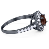 Art Deco Round Natural Stone Floral Ring