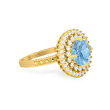 Vintage Style Round Natural Stone Cocktail Ring