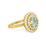 Vintage Style Round Natural Stone Cocktail Ring