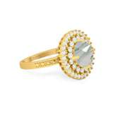 Vintage Style Round Natural Stone Cocktail Ring