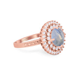 Vintage Style Round Natural Stone Cocktail Ring