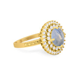 Vintage Style Round Natural Stone Cocktail Ring
